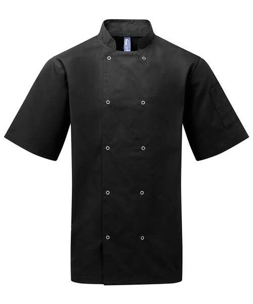 Unisex Ten Studded Front Chef Short Sleeve Coat