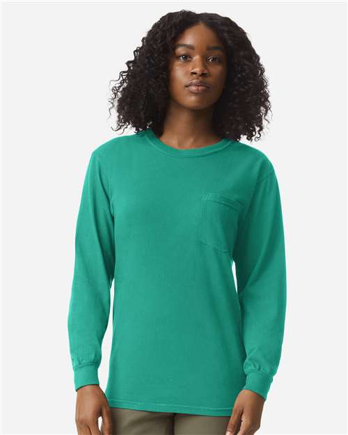 Garment-Dyed Heavyweight Long Sleeve Pocket T-Shirt - Image 70