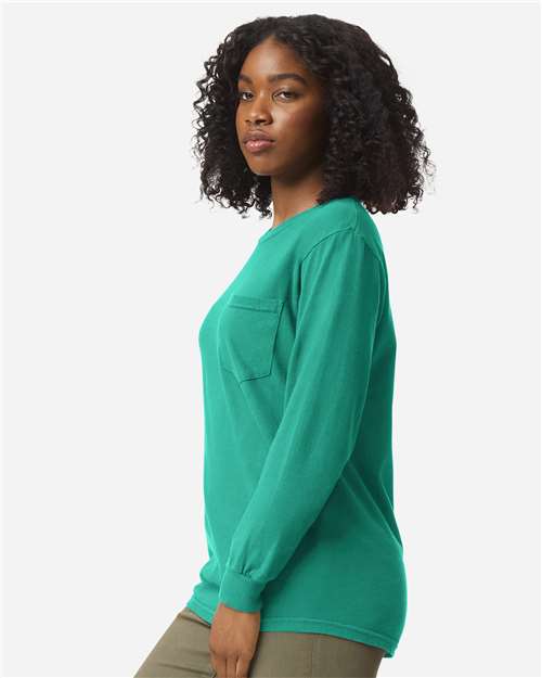 Garment-Dyed Heavyweight Long Sleeve Pocket T-Shirt - Image 71