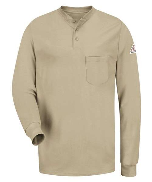 Men's Long Sleeve Tagless Henley Shirt