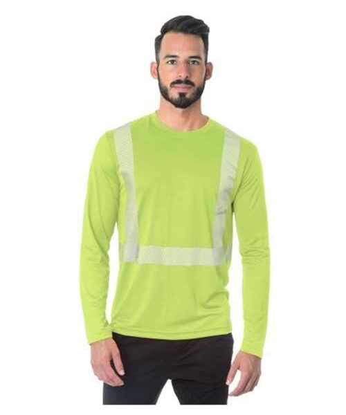 Unisex USA-Made Hi-Visibility Long Sleeve Performance T-Shirt - Segmented Tape